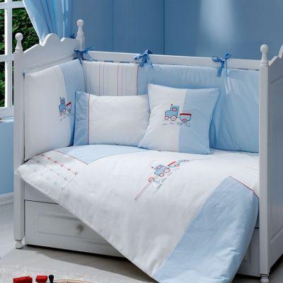 Blue & White Baby Cot Set - The Linen House