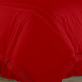 Luxury Soft Duvet Set With Lace (Red)