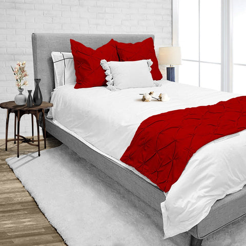 Bed Runner With Two Cushions (Red)