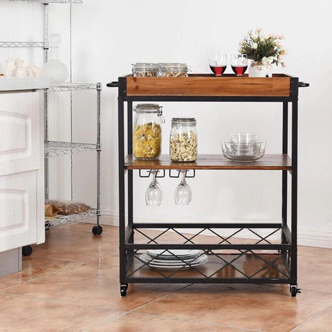 3 Tier Rolling Kitchen Trolley - The Linen House