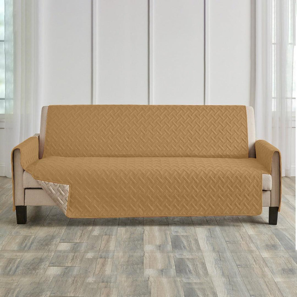 Pinsonic Quilted Sofa Cover ( Beige ) The Linen House