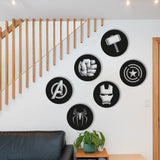 Avengers Metal Wall Art Set of 6, Geometric Nursery Wall Decor, 3D Metal Superhero Wall Hanging