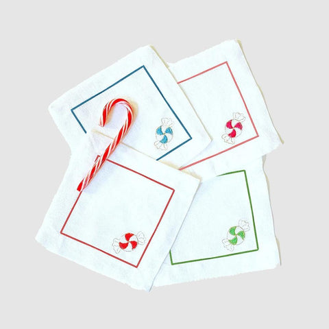Peppermint Candy Embroidered Napkin - The Linen House