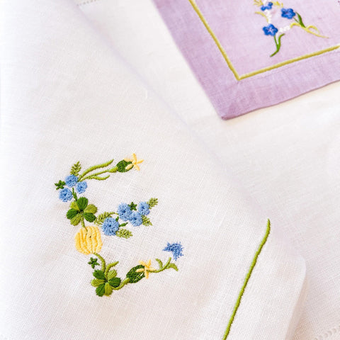 Floral Embroidered Monogramme Napkin
