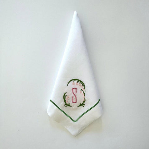 Lily Of The Valley Signature Monogramme Napkin - The Linen House