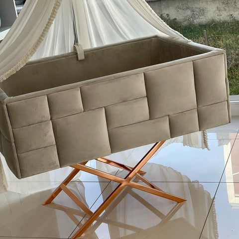 Velvet Tufted Bassinet - The Linen House