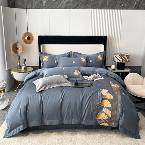 Ginkgo Embroidery Duvet Set - The Linen House