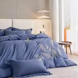 Feather Pattern Cotton Satin Embroidery Duvet Set