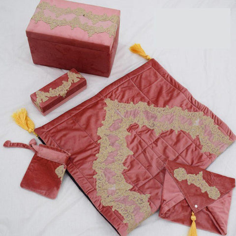 Velvet Prayer Mat Set (Pink) - The Linen House