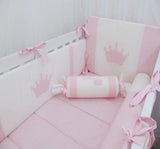White and Pink Baby Cot Set