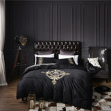 New Black Luxury Embroidered Complete Duvet Set