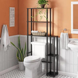 Black Toilet Space Saver with 5 - Shelves - The Linen House
