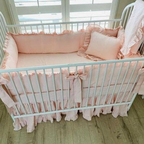 Bloom Plain Pink Baby Cot Set - The Linen House