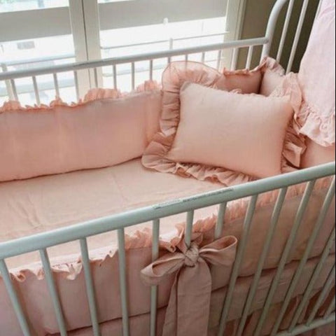 Bloom Plain Pink Baby Cot Set - The Linen House
