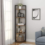 Brown Wood and Metal Frame Corner Shelf – Stylish and Space - Saving Storage Solution - The Linen House