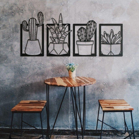 Cactus Set Metal Wall Art & Decor(pack of 4) - The Linen House