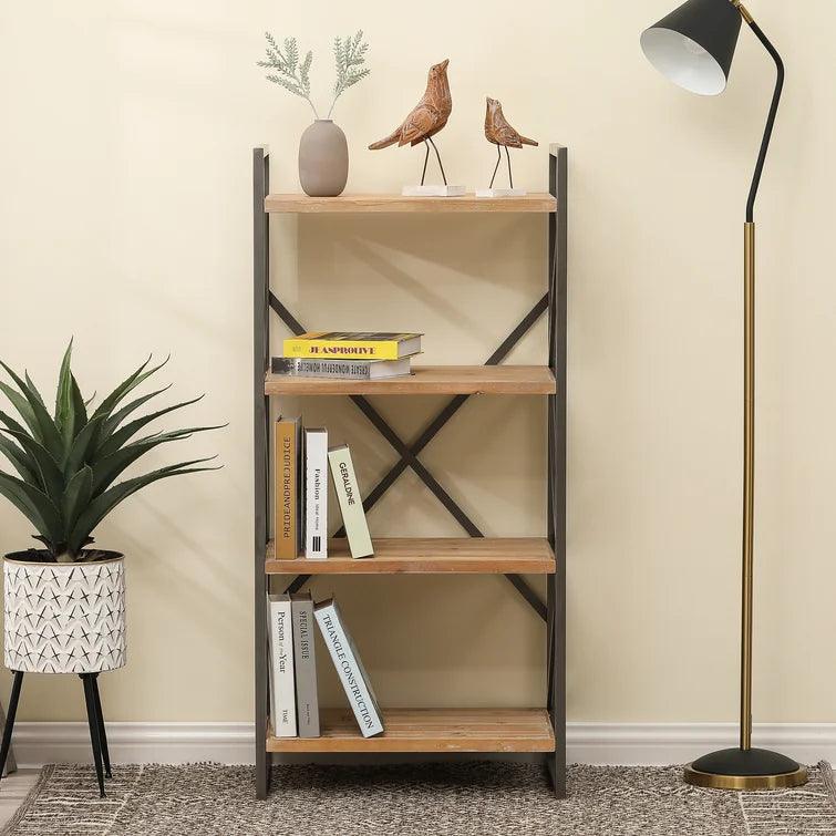 Carncoagh 54.3'' H x 24'' W Iron Etagere Bookcase MDF sheet shelves - The Linen House