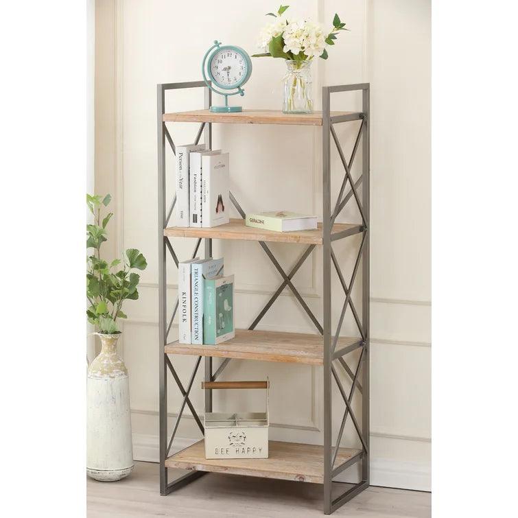 Carncoagh 54.3'' H x 24'' W Iron Etagere Bookcase MDF sheet shelves - The Linen House
