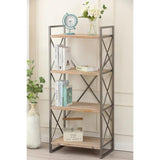 Carncoagh 54.3'' H x 24'' W Iron Etagere Bookcase MDF sheet shelves - The Linen House