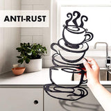 Coffee Cup Metal Wall Art,­ Farmhouse Kitchen Restaurant Decor Coffee Bar­ Sign, Black - The Linen House