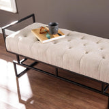 Contemporary Beige Upholstered Bench - The Linen House