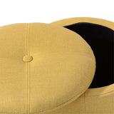Copper Grove Fabric Upholstery Cylindrical Storage Ottoman - The Linen House