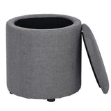 Copper Grove Fabric Upholstery Cylindrical Storage Ottoman - The Linen House