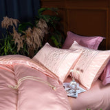 New Luxury Pink Embroidered Duvet Set
