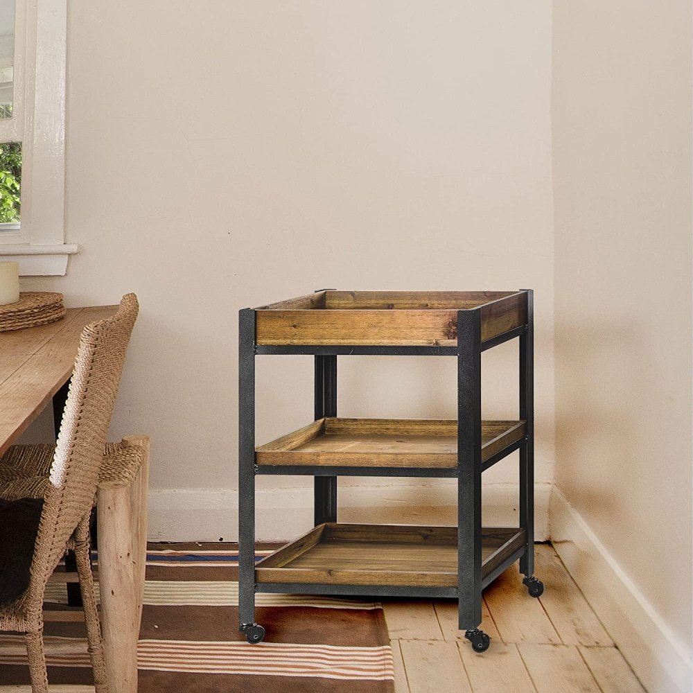 Decor Rolling Storage Cart with Shelves - The Linen House
