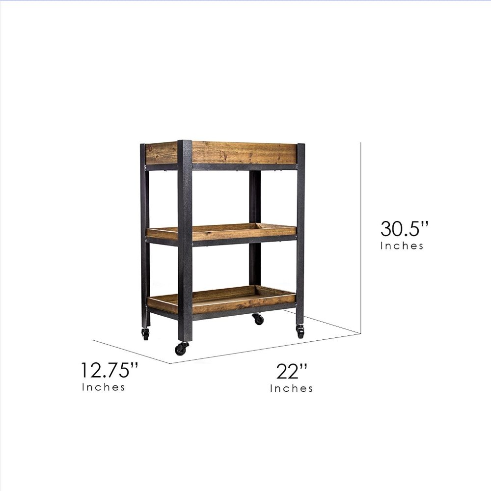 Decor Rolling Storage Cart with Shelves - The Linen House