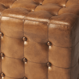 Distressed Leather Ottoman - The Linen House
