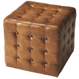 Distressed Leather Ottoman - The Linen House