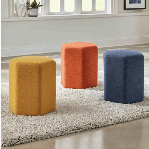 Hexagonal Upholstered Stool - The Linen House