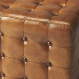 Distressed Leather Ottoman