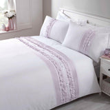 Embellished Ruffled with Ribbon Duvet Set - The Linen House