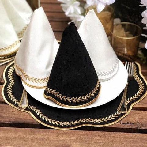 Embroidered Table Mats & Napkin - The Linen House