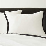 European White with Black Ribbon Duvet Set - The Linen House