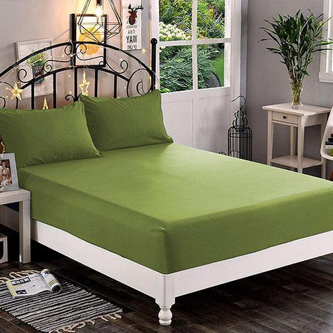 Fitted sheet (Green) - The Linen House