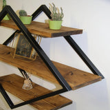 Floating Shelves - Geometric Rustic Steel - The Linen House