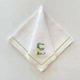 Floral Embroidered Monogramme Napkin - The Linen House