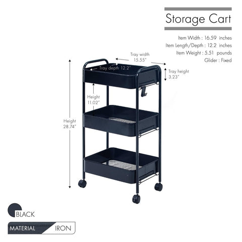 Home Organization And Storage Trolley Cart With Wheels - The Linen House