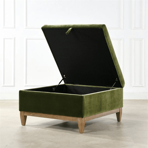 24" Square Velvet Storage Cocktail Ottoman - The Linen House