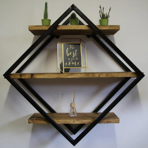 Floating Shelves - Geometric Rustic Steel - The Linen House