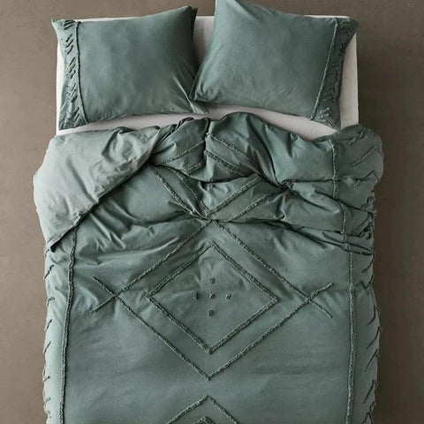 New Eliaf Tufted Cotton Duvet Cover Set - The Linen House