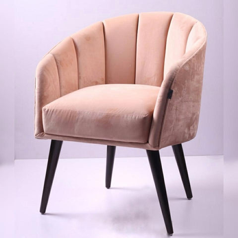 Solid Wooden Legs Wide Velvet Armchair With Table