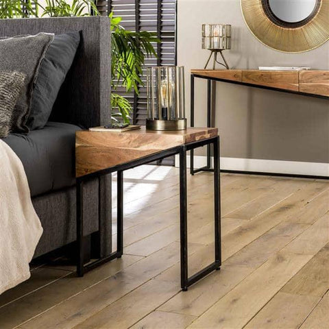 Industrial Bedside Table (set of 2) Side Table - The Linen House