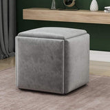 Leather Cube Ottomans - The Linen House