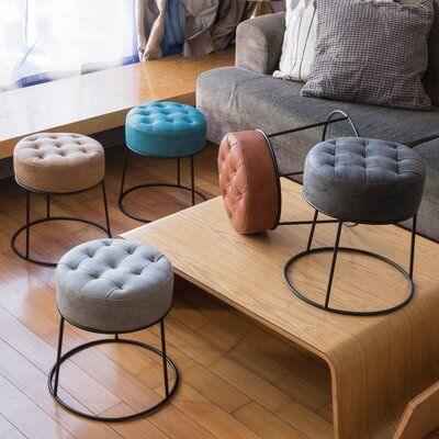 Leather Pouf Ottoman Foot Rest for Living Room,Vanity,Dorm,Apartment - The Linen House