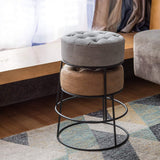 Leather Pouf Ottoman Foot Rest for Living Room,Vanity,Dorm,Apartment - The Linen House