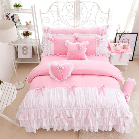 Light Pink & White Bridal Set with filling - The Linen House